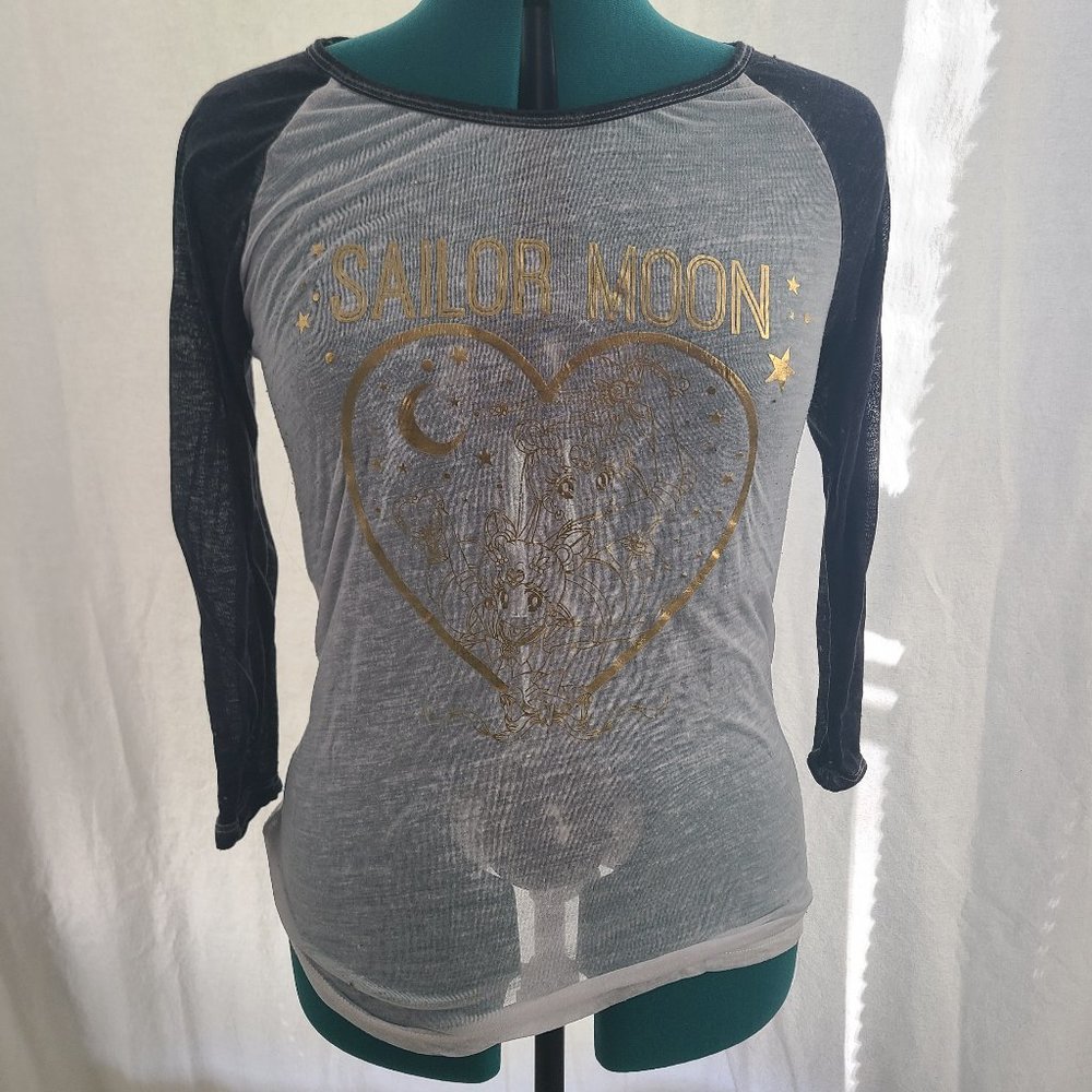 Sailor Moon Gold Foil Heart Girls Raglan